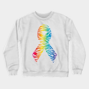 Awareness Ribbon - Rainbow Stripe Crewneck Sweatshirt